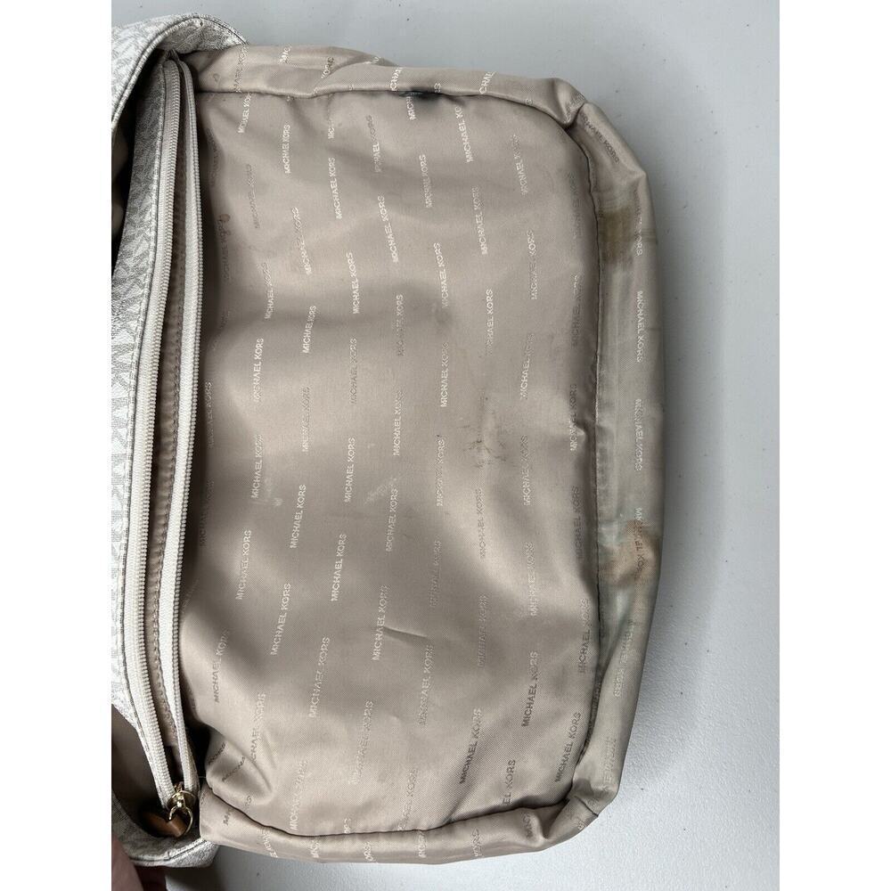 Michael Kors Jet Set Travel Logo Tote White Brown - Picture 14 of 16